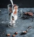 Milk and chocolate in glass Royalty Free Stock Photo