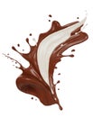 milk chocolate isolated splashes wave. 3D render illustration Royalty Free Stock Photo