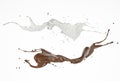 Milk and chocolate , or paint splashes in the air Royalty Free Stock Photo