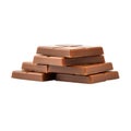 Milk chocolate pieces stack isolated on transparent background Royalty Free Stock Photo