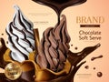 Milk and chocolate soft serve Royalty Free Stock Photo