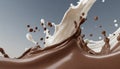 Milk and chocolate splash abstract smooth shapes with 3D illustration, 3d realistic