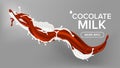 Milk Chocolate Splash Vector. Cream Flow. Cocoa Yogurt. Food Swirl, Drop. White, Brown Milkshake. 3D Realistic Royalty Free Stock Photo