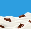 Milk with chopped chocolate vector illustration Royalty Free Stock Photo