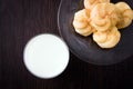 Milk and choux cream Royalty Free Stock Photo