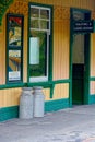 Milk churns at preserved railway station Royalty Free Stock Photo