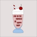 Milk cocktail cherry sticker retro