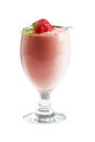 Milk cocktail with strawberry over white background Royalty Free Stock Photo