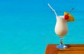 Milk cocktail on table at beach cafe Royalty Free Stock Photo