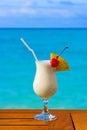 Milk cocktail on table at beach cafe Royalty Free Stock Photo