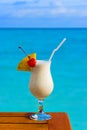 Milk cocktail on table at beach cafe Royalty Free Stock Photo