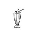 Milk cocktail in tall glass hand drawn sketch icon