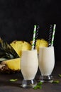 Milk cocktail with vanilla ice cream, pineapple and mango Royalty Free Stock Photo