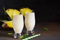 Milk cocktail with vanilla ice cream, pineapple and mango Royalty Free Stock Photo