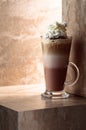 Milk coffee cocktail with whipped cream Royalty Free Stock Photo