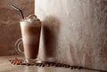 Milk coffee cocktail with whipped cream Royalty Free Stock Photo