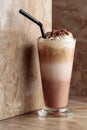 Milk coffee cocktail with whipped cream Royalty Free Stock Photo