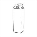 milk container or box packaging. vector hand drawn sketch illustration