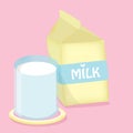 milk container and glass of milk. Vector illustration decorative design