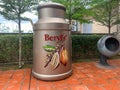 Milk container replica at the entrance of Beryl`s chocolate factory.