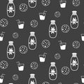 Milk and cookie seamless vector pattern. Royalty Free Stock Photo
