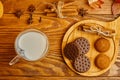 Milk and cookie on the table. Royalty Free Stock Photo