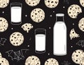 Milk and Cookies Halloween Pattern Royalty Free Stock Photo