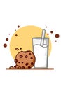 Milk and chocolate cookies illustration Royalty Free Stock Photo