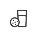 Milk and cookies line icon