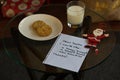 Milk and cookies for Santa and a letter asking for a Summer themed gifts Royalty Free Stock Photo