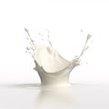 Milk crown splash, splashing in milk pool with ripples. Generative A.I Royalty Free Stock Photo