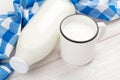 Milk cup and bottle Royalty Free Stock Photo