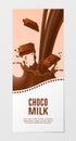 Milk 3d vector illustration. Business choco splash