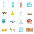 Milk dairy products flat icons set Royalty Free Stock Photo