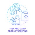 Milk and dairy products testing blue gradient concept icon