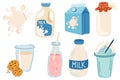 Milk dairy set for National dairy month. A container with milk.