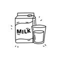 Milk doodle vector illustration isolated on white Royalty Free Stock Photo