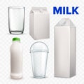 Milk Drink Beverage Blank Packages Set Vector