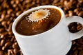 Milk drop falling of coffee Royalty Free Stock Photo