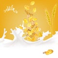 Milk drop splash eat vector set