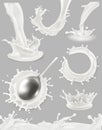 Milk drop and splash. vector object set Royalty Free Stock Photo