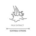 Milk extract pixel perfect linear icon. Protein source. Organic treatment component. Thin line customizable illustration