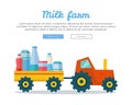 Milk Farm Concept Banner Vector Flat Design. Royalty Free Stock Photo