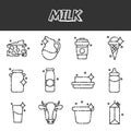 Milk flat icons set Royalty Free Stock Photo