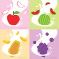 Milk Flavor Apple Papaya Watermelon Grape Vector