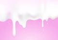 Milk flowed and dripping on a pink background. Royalty Free Stock Photo