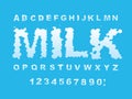 Milk font. white liquid letters Royalty Free Stock Photo