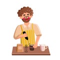 Milk Frother Tool Man Use For Prepare Latte Vector Royalty Free Stock Photo