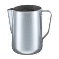 Milk frothing pitcher. Stainless steel jug for steaming, frothing and pouring milk. 3D rendering Royalty Free Stock Photo