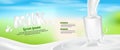 Milk Glass Splash Banner ad Vector Background Illustration